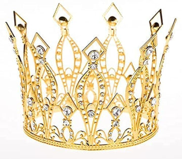 Gold Rhinestone Crown Cake Topper Birthday Party Wedding Decor Supply For Women Lady Girl Bridal Wedding Themed Baby Shower Deco