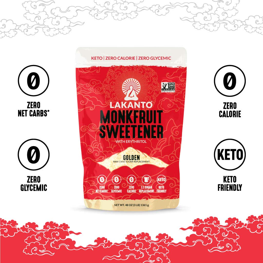 Lakanto Golden Monk Fruit Sweetener With Erythritol, Raw Cane Sugar Substitute From Monk Fruit Extract, Raw Sugar Replacement Fo