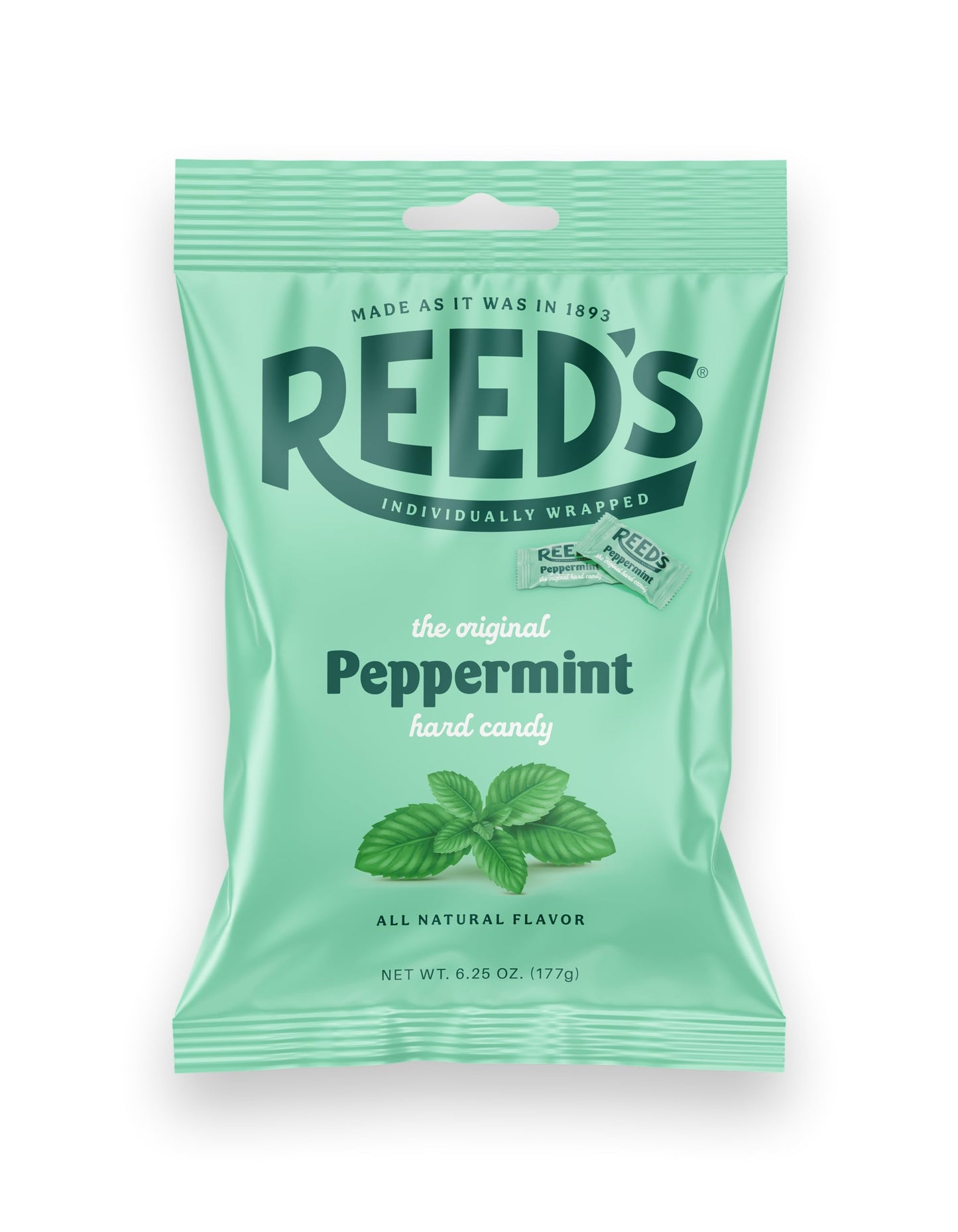 Reeds Peppermint Candy, 6.25Oz Bag (Pack Of 2) Individually Wrapped Peppermint Hard Candy, The Hampton Candy Company
