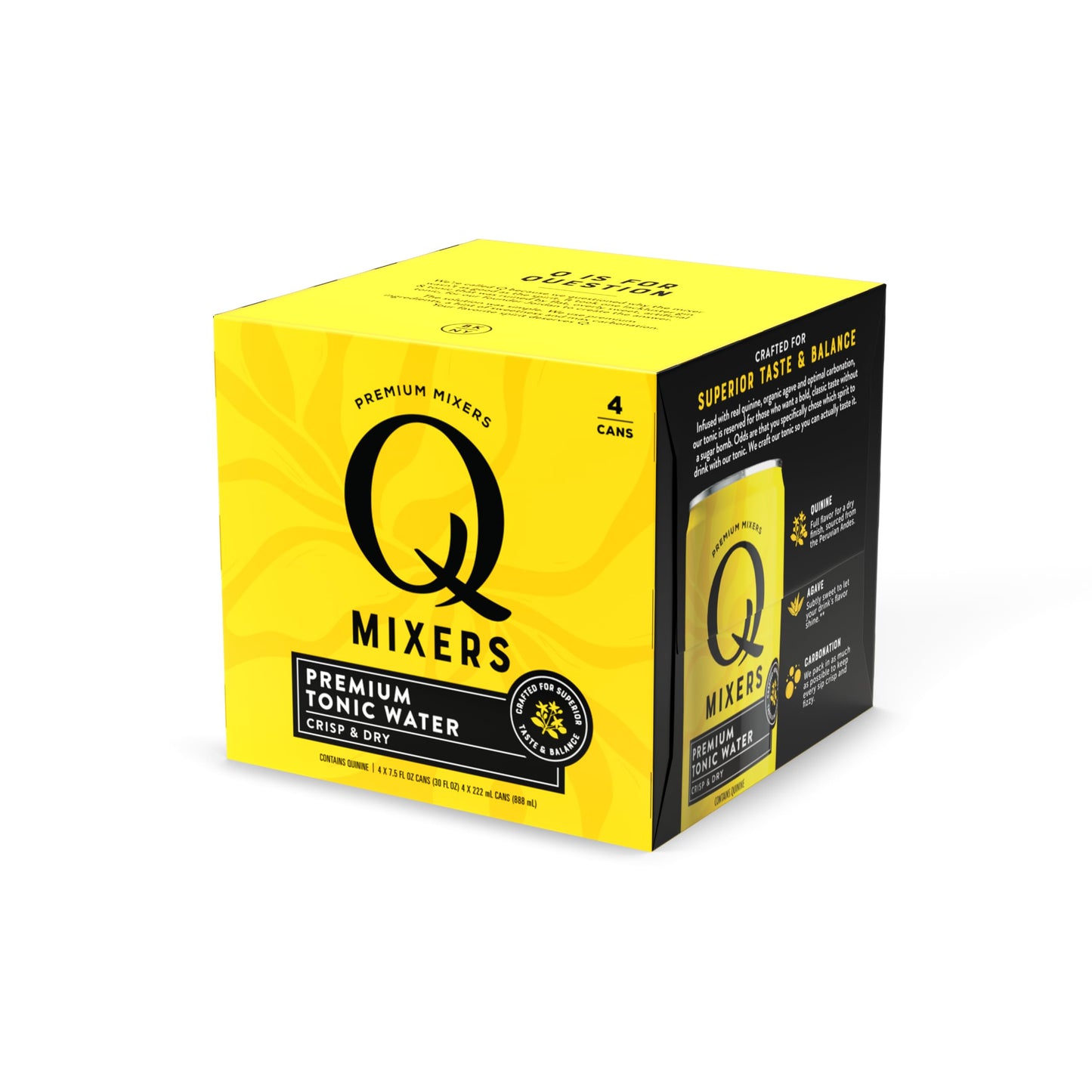 Q Mixers Tonic Water  enhanced Cocktail Mixer Made with Real Ingredients  7.5 fl oz cans (Pack of 4)