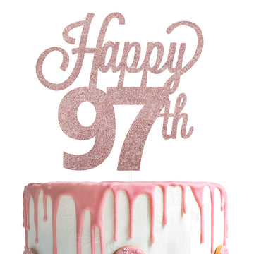 Lingteer Happy 97Th Birthday Cake Topper - Cheers To 97Th Birthday 97 Years Old Birthday Party Cake Decorations Sign.