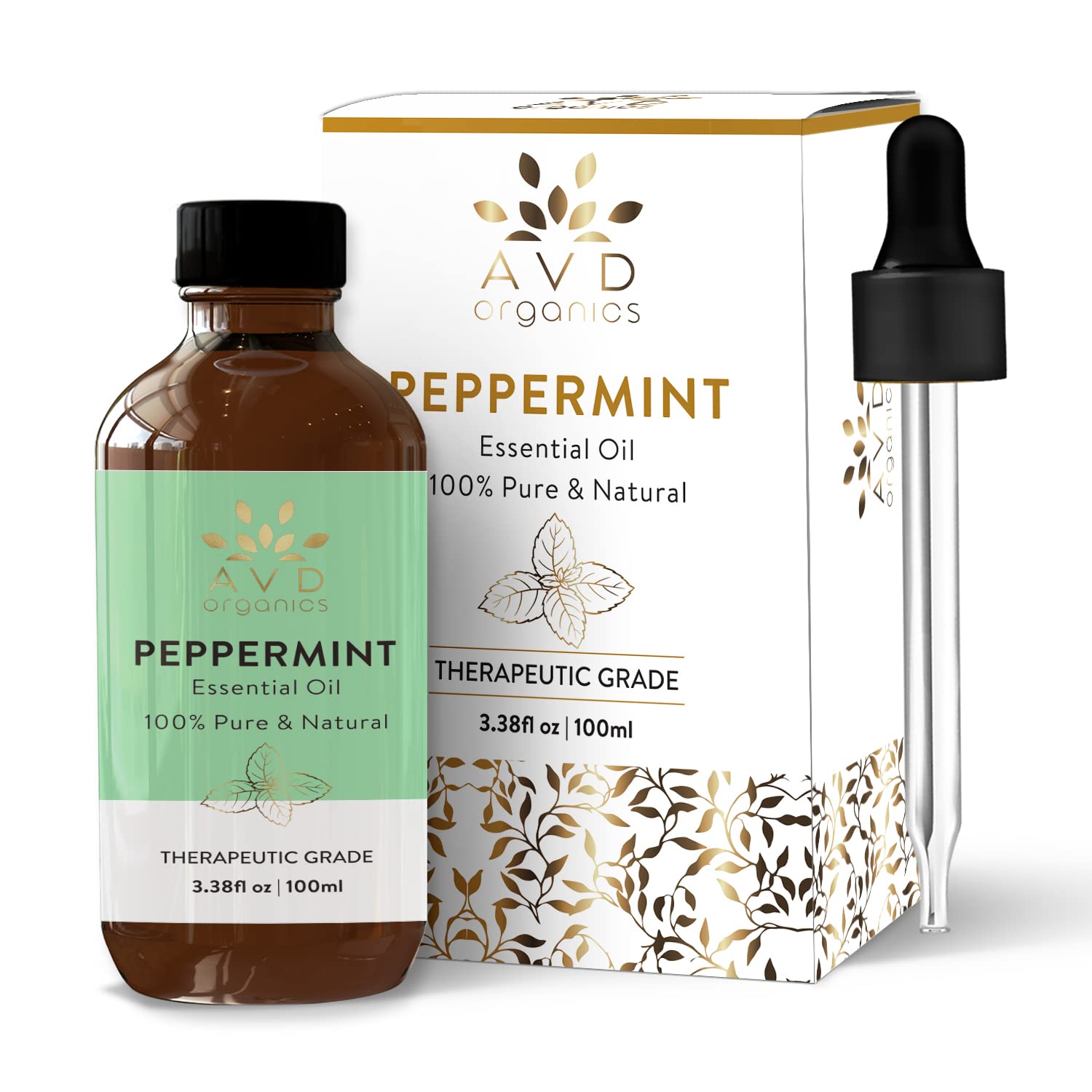 Avd Organics Peppermint Oil - 100% Pure And Undiluted Mentha Piperita Oil  Therapeutic Grade Aromatherapy Essential Oil Peppermi