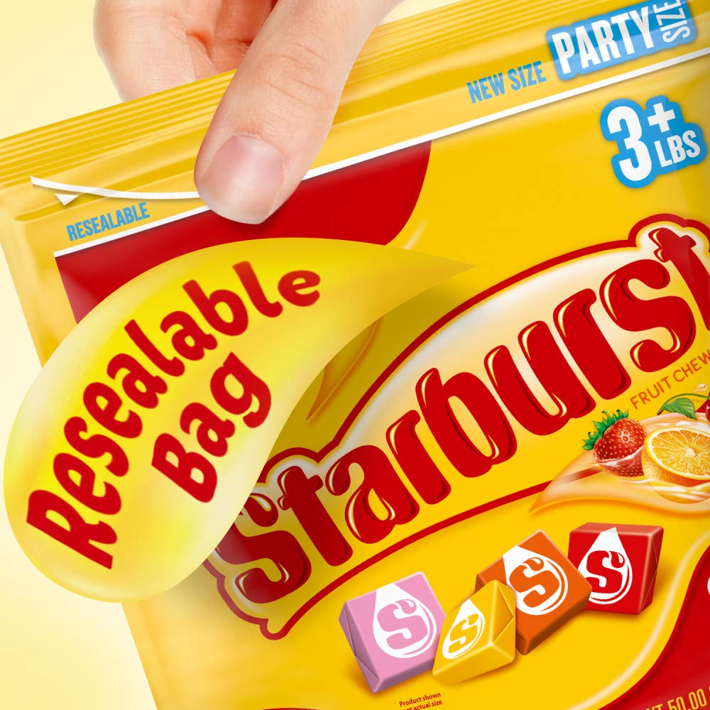Starburst Fruit Chews Candy Party Size Resealable Bag, Original, 50 Ounce (Pack Of 6)