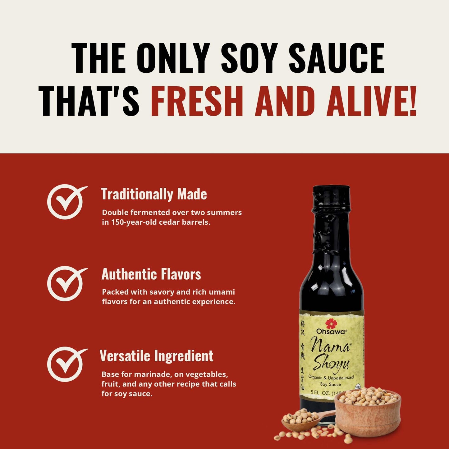 ???????? OHSAWA Organic Nama Shoyu Sauce, 5 Fl Oz, Pack of 1, Gluten-Free, Non-GMO