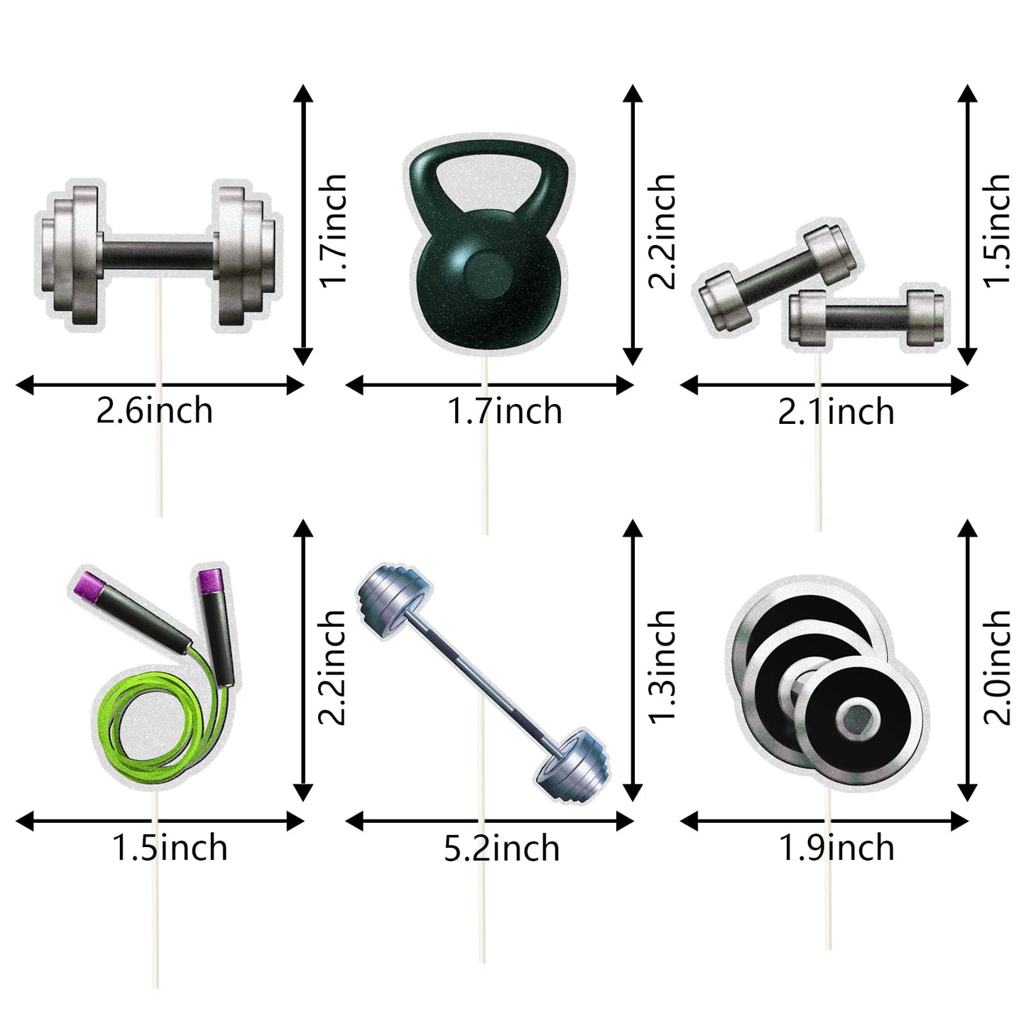 Mefeng Gym Theme Cupcake Toppers, Weight Lifting Cupcake Toppers For Cross Fit Party, Muscle Party And Fitness Themed Birthday P