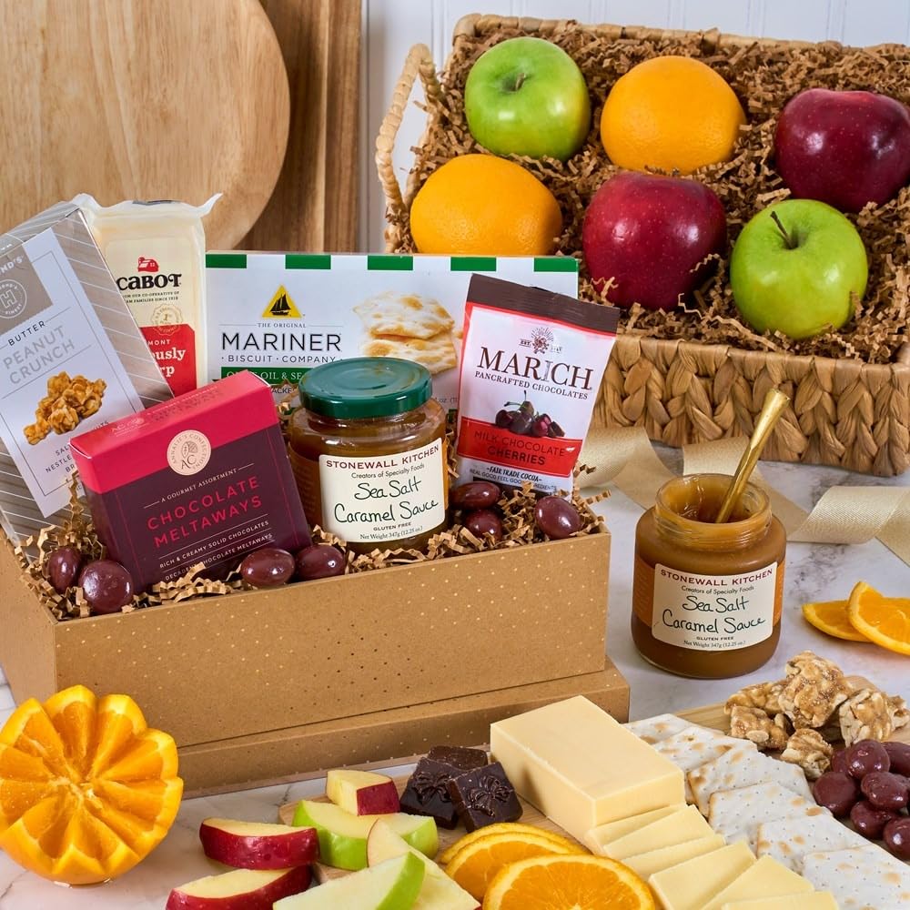 Christmas Fruit Basket Of Fruits, Cheese, Chocolate And Nuts By Gourmetgiftbaskets.Com