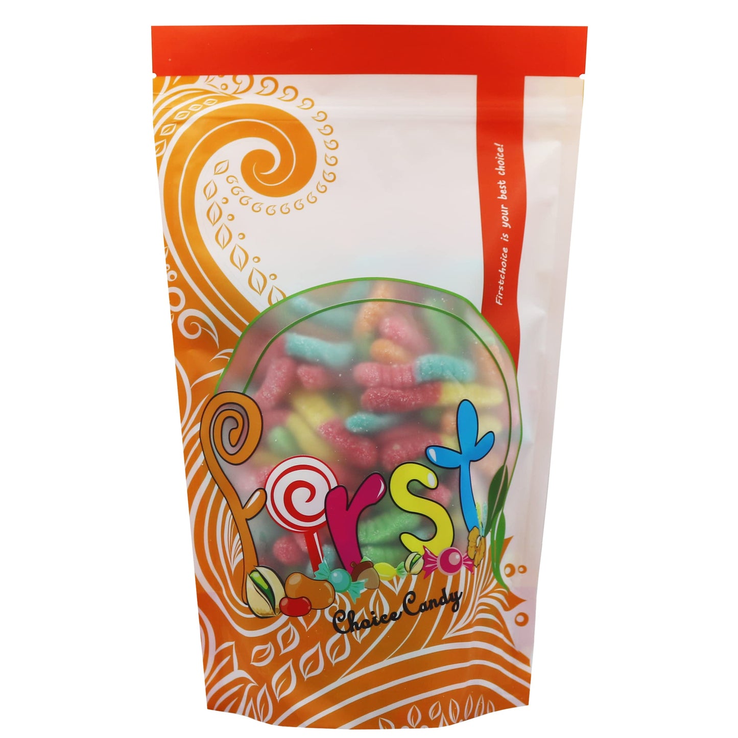 Firstchoicecandy Sour Gummy Crawlers Candy (Neon Worms, 2 Pound (Pack Of 1))