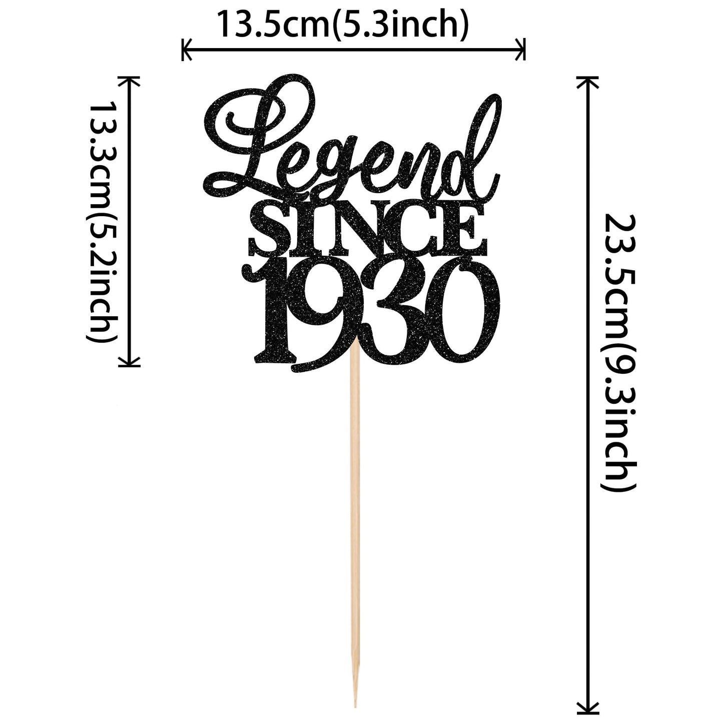Rssta i Cake Topper, Glitter 95th Birthday Decoration, Black, Cheers to 95 Years, Perfect for Wedding Anniversary Party