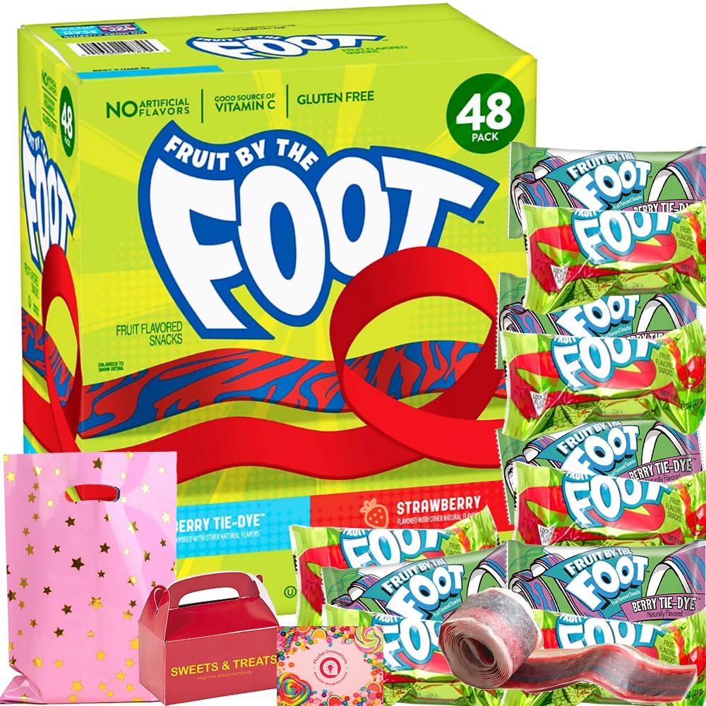 Fruit Snack | Fruit by the Foot Variety - Strawberry & Berry Tie Dye - Sweet Chewy | Natural Flavor Gluten Free | After School L