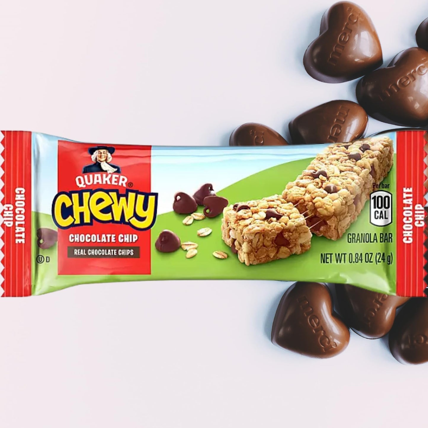 Lyfno Quaker Chewy Granola Bars Variety Pack, Chocolate Chip & Peanut Butter, 60 Count, Healthy Snack for mature-themeds
