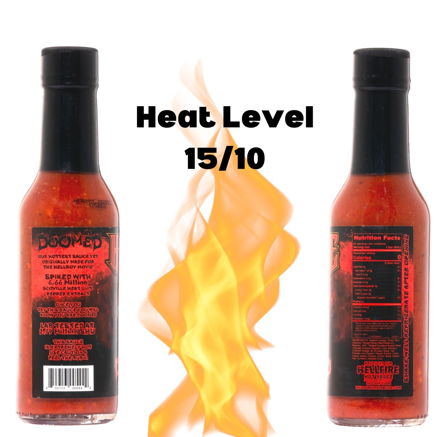 Hellfire Doomed Hot Sauce, Hottest Sauce In The World, Spiked With 6.66 Million Shu Natural Pepper Extract, Lab Tested At 2.79 M
