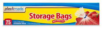 Plastimade Disposable Plastic Storage Bags With Original Twist Tie, 1 Gallon Size, 300 Bags, Great For Home, Office, Vacation, T