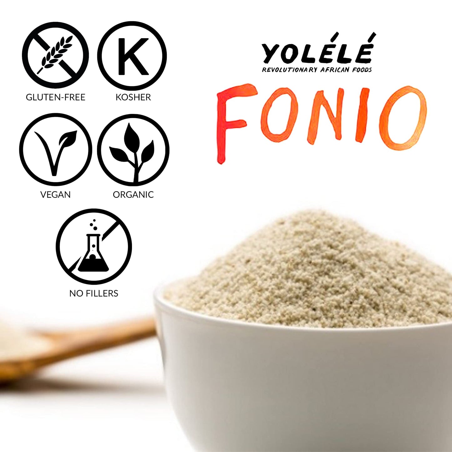 Yolele Fonio African Supergrain Ancient grains Precooked gluten-Free Non gMO Organic Fonio grain Vegan Protein High Fiber Super