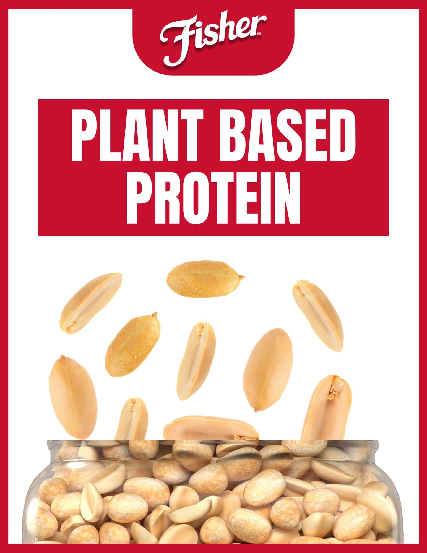 Fisher Oven Roasted Peanuts, Sea Salt, Gluten Free, Vegan, 24 oz (Pack of 6), Brown