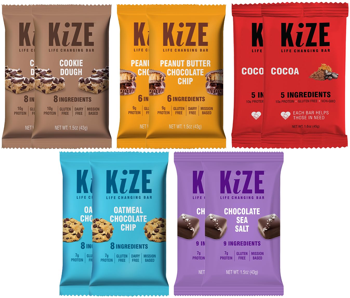 KiZE Energy Bars - Gluten Free, Dairy Free, Non-GMO, and High Protein Meal Replacement Energy Bars, Clean & Simple Food Ingredie