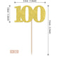 ZHUOWEISM 30 PCS Cupcake Toppers Glitter Happy 100 Days Birthday Picks Small Gold Bamboo
