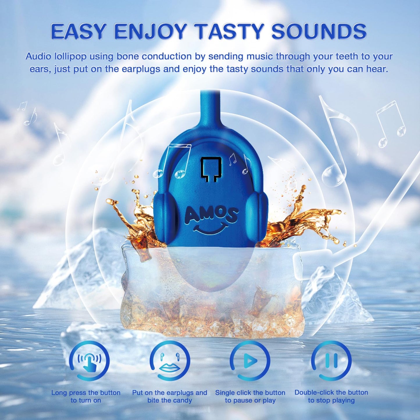 Amos Music Sugar-Free Lollipop Candy Suckers, Individually Wrapped Cola Flavor - Unique Gift, 1 Count