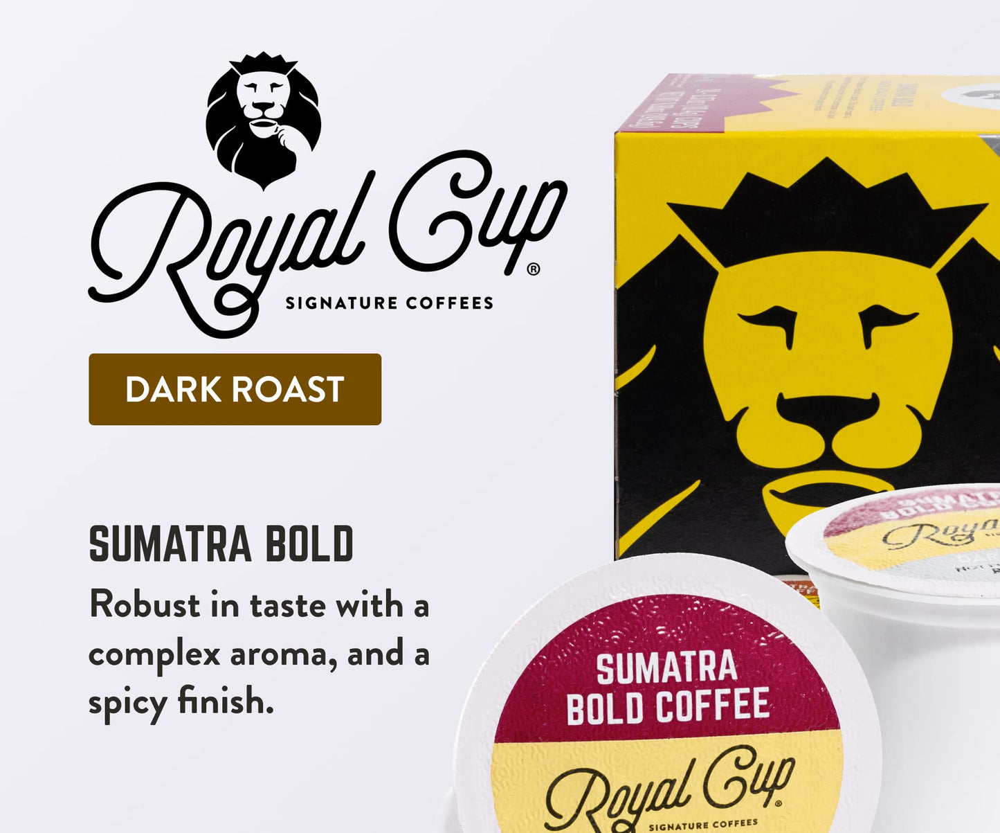 Royal Cup Signature Coffee - Sumatra Single Origin Dark Roast Single-Serve Capsules - 24 Pack