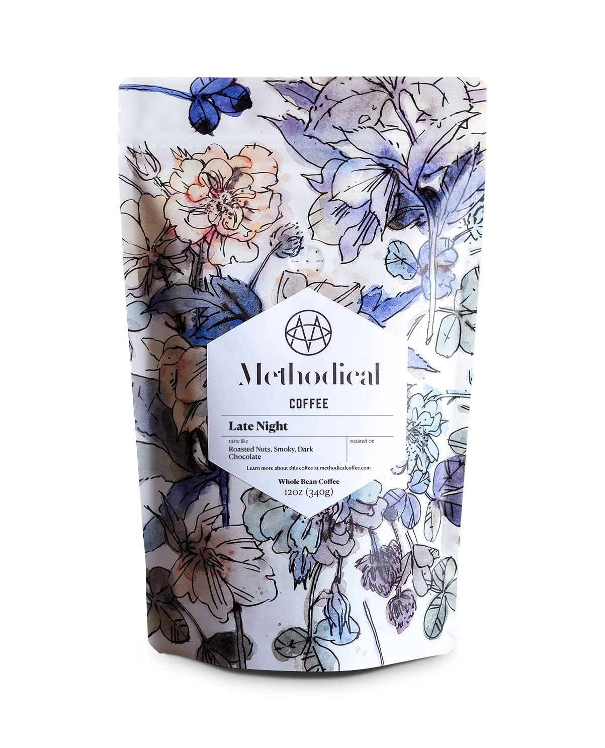 Methodical Coffee Late Night Whole Bean Coffee, 100% Arabica, Dark Roast, 12 Oz. Freshly Roasted, Fair Trade, Ethically Sourced.