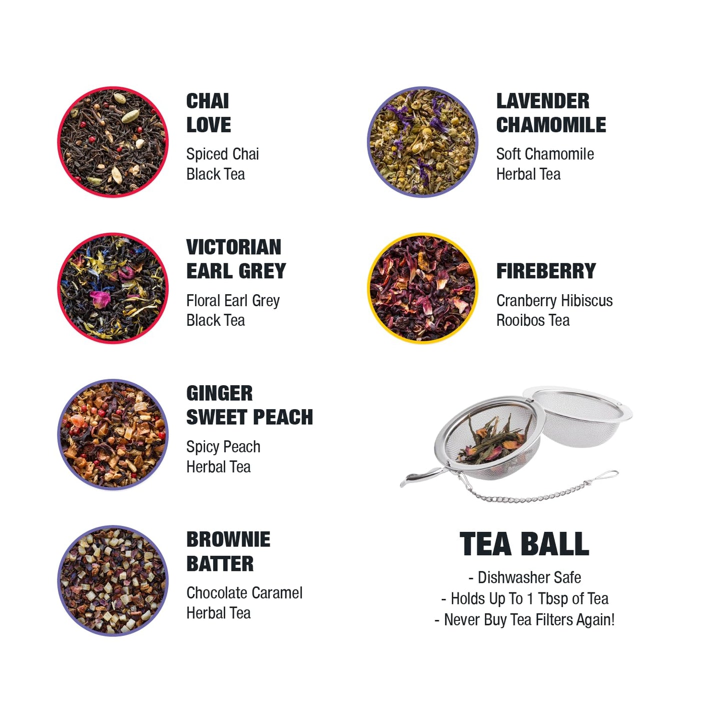 Tiesta Tea - Love & Warmth Loose Leaf Tea Gift Set, Loose Leaf, 6-Flavor Enhanced Variety Pack With Ball Strainer For Steeping, Brewing, And Enjoying, Valentines Day Assortment To Make Hot Or Iced
