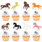 Keaziu Horse Cupcake Toppers - 32 Pack Paper Animal Racing Party Picks - Equestrian Theme Decorations