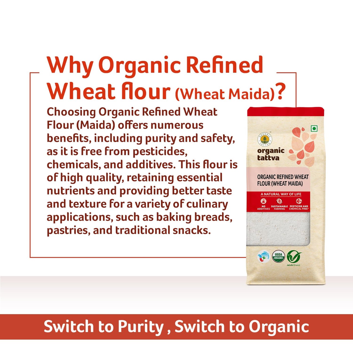 Organic Tattva, Organic Maida 500 Gram