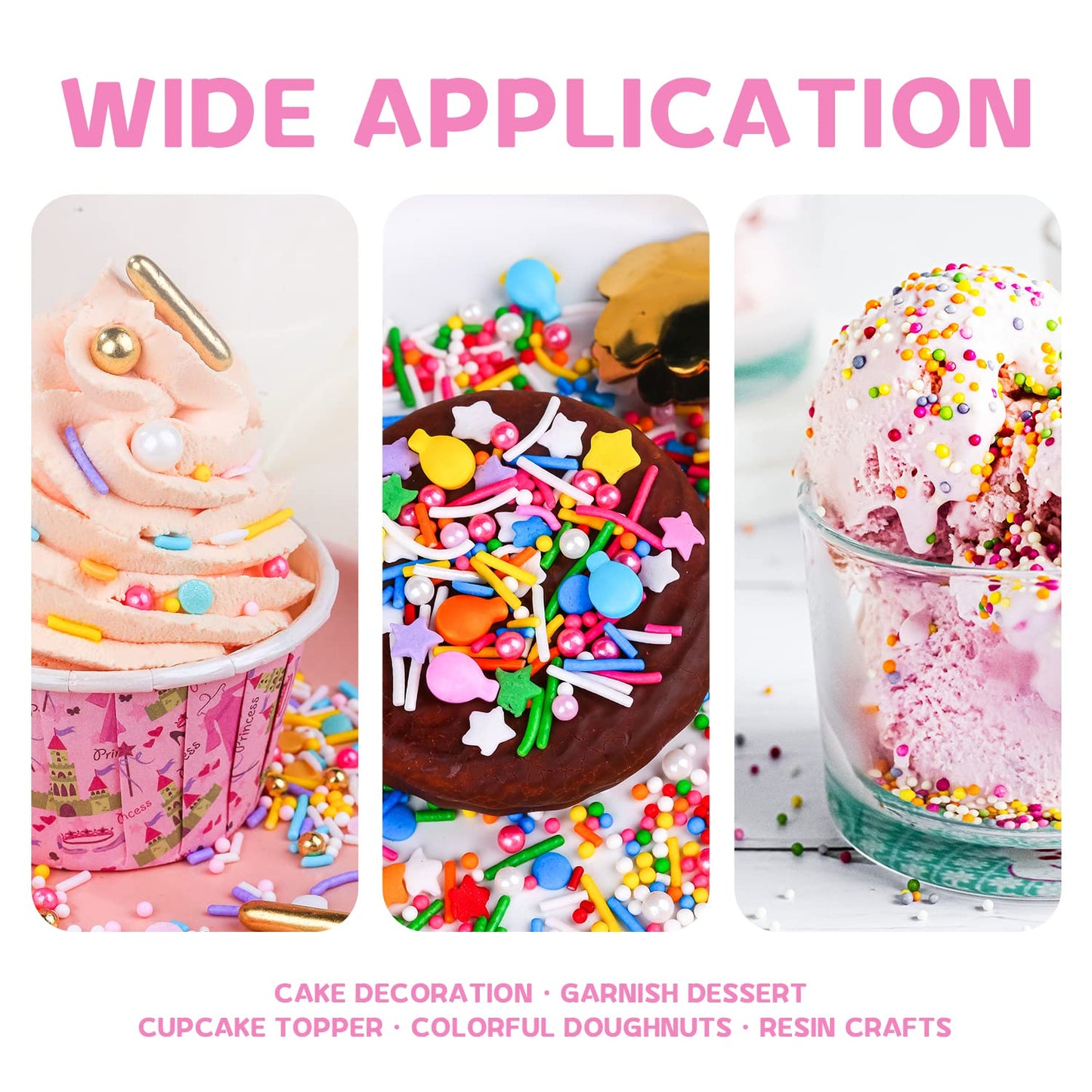 Rainbow Sprinkles for Cake Decorating 7ounce Cake sprinkles for Cupcakes Topper, Cookie Candy Decorations - Metallic Gold Sprink