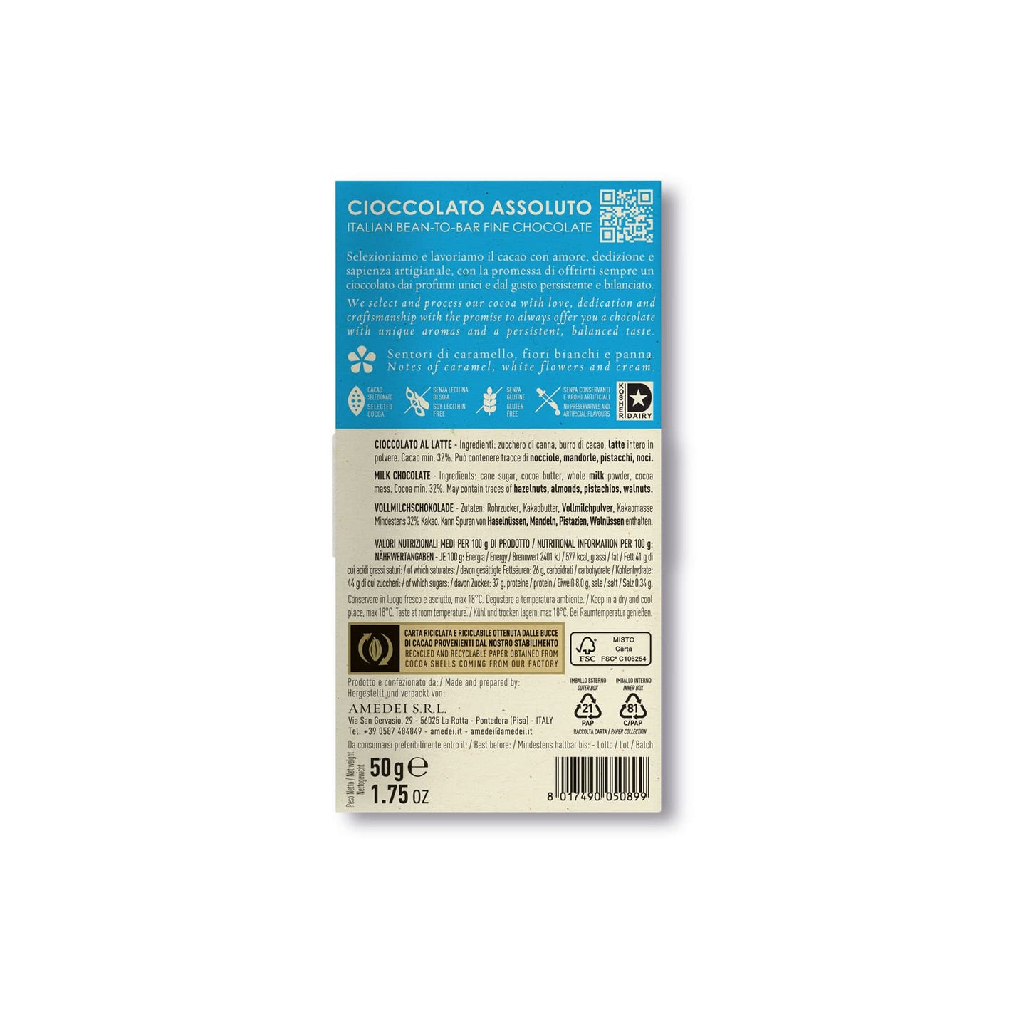Amedei Toscano Brown Chocolate Bar