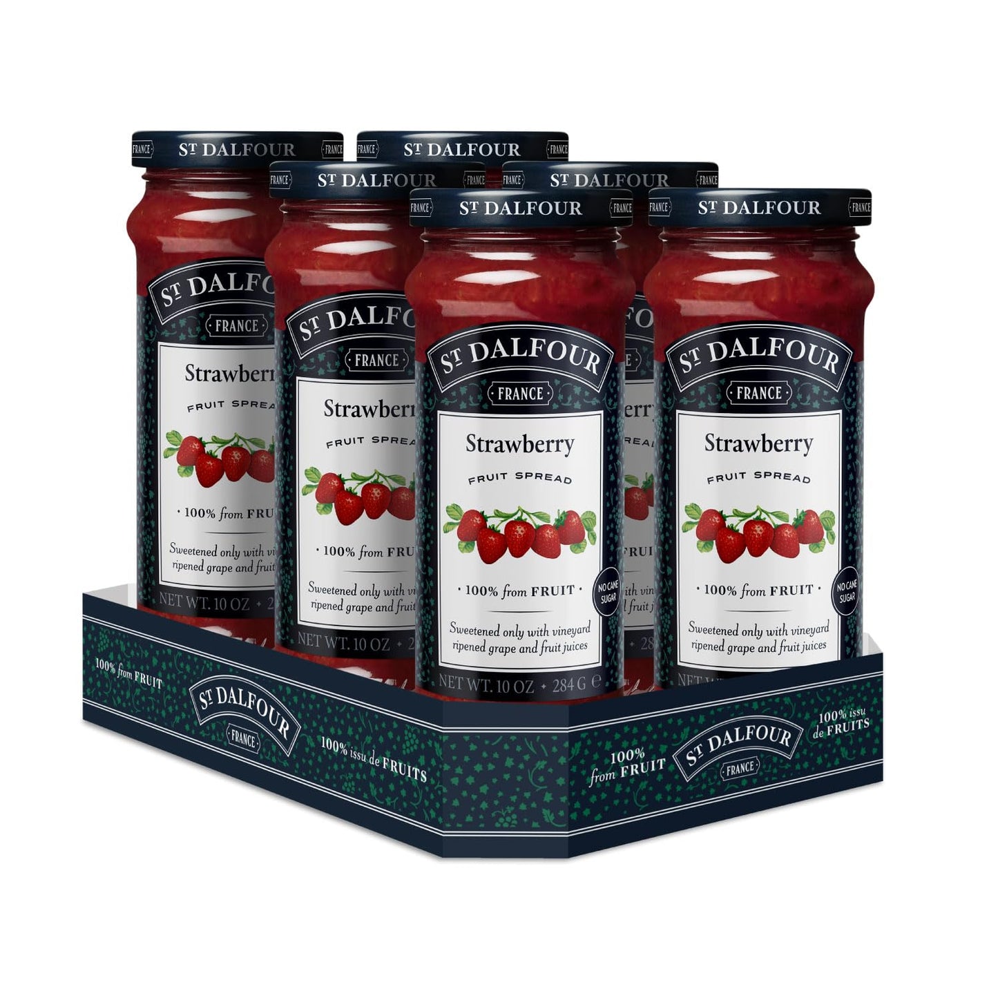 St. Dalfour Strawberry Fruit Spread - 10oz - 100% from Fruit, No Artificial Ingredients, Non-GMO, No Cane Sugars, All Natural - Pack of 6