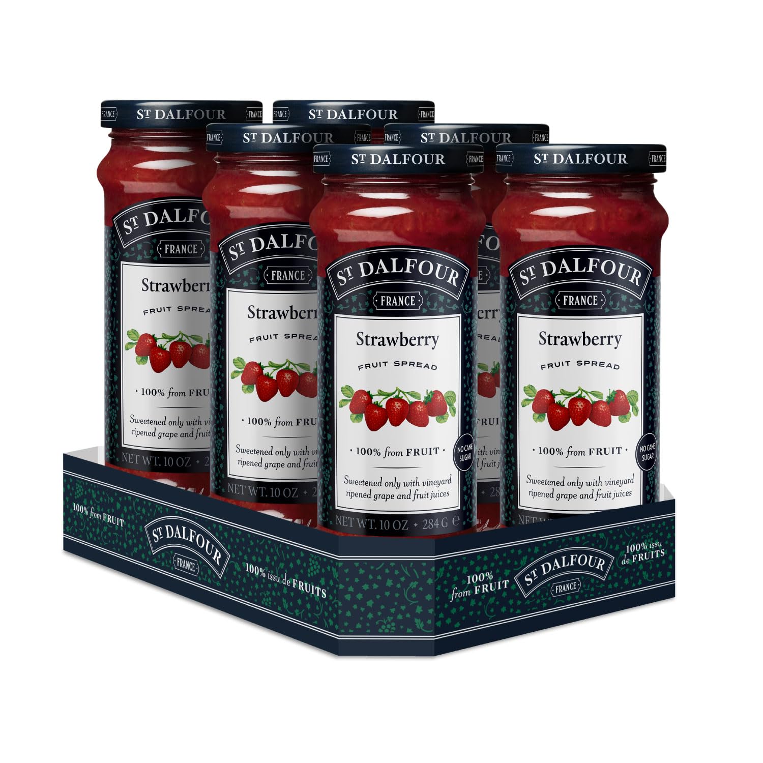 St. Dalfour Strawberry Fruit Spread - 10oz - 100% from Fruit, No Artificial Ingredients, Non-GMO, No Cane Sugars, All Natural - Pack of 6