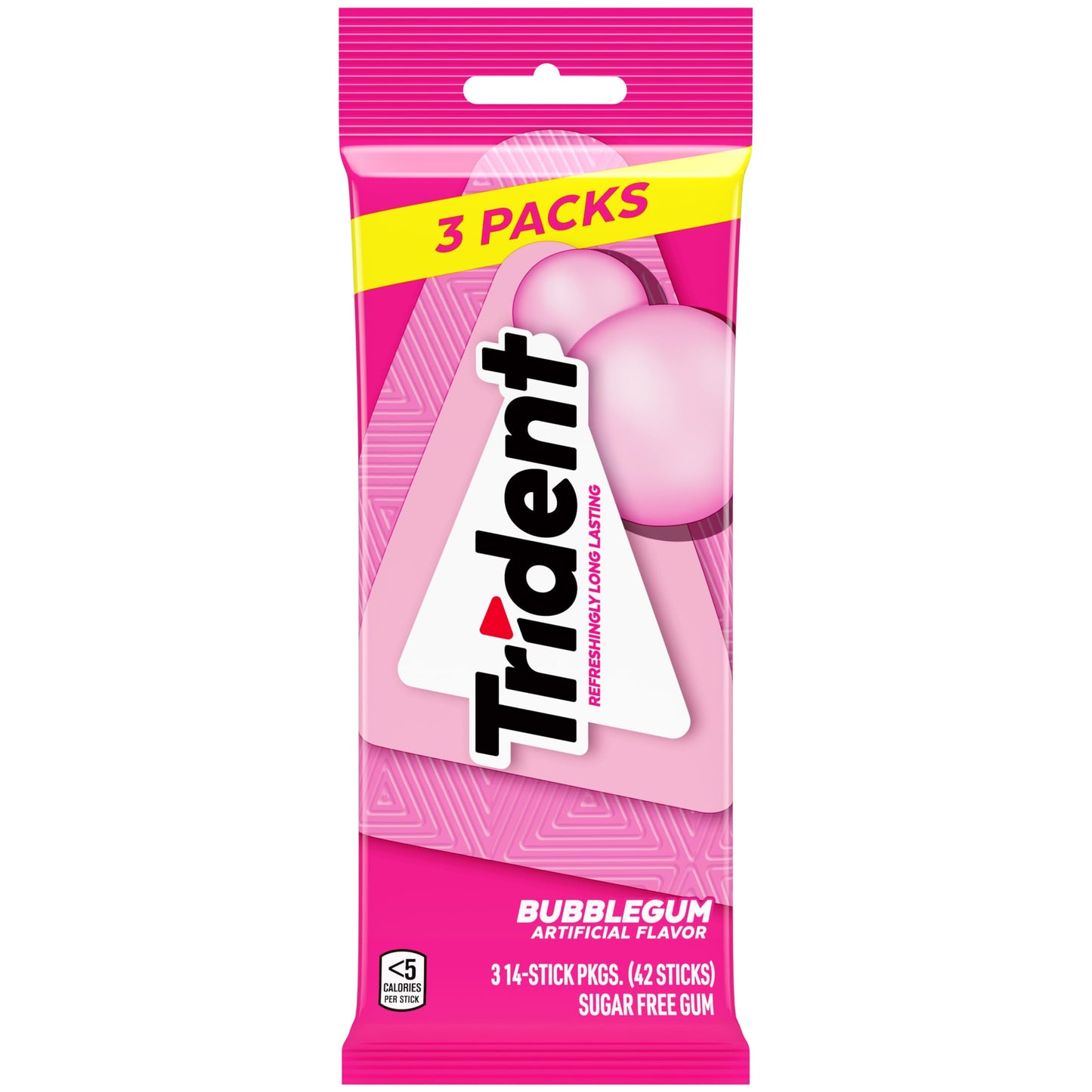 Trident Sugar-Free Chewing Gum, 3 Packs of 14 Pieces, White, Model 00012546011518