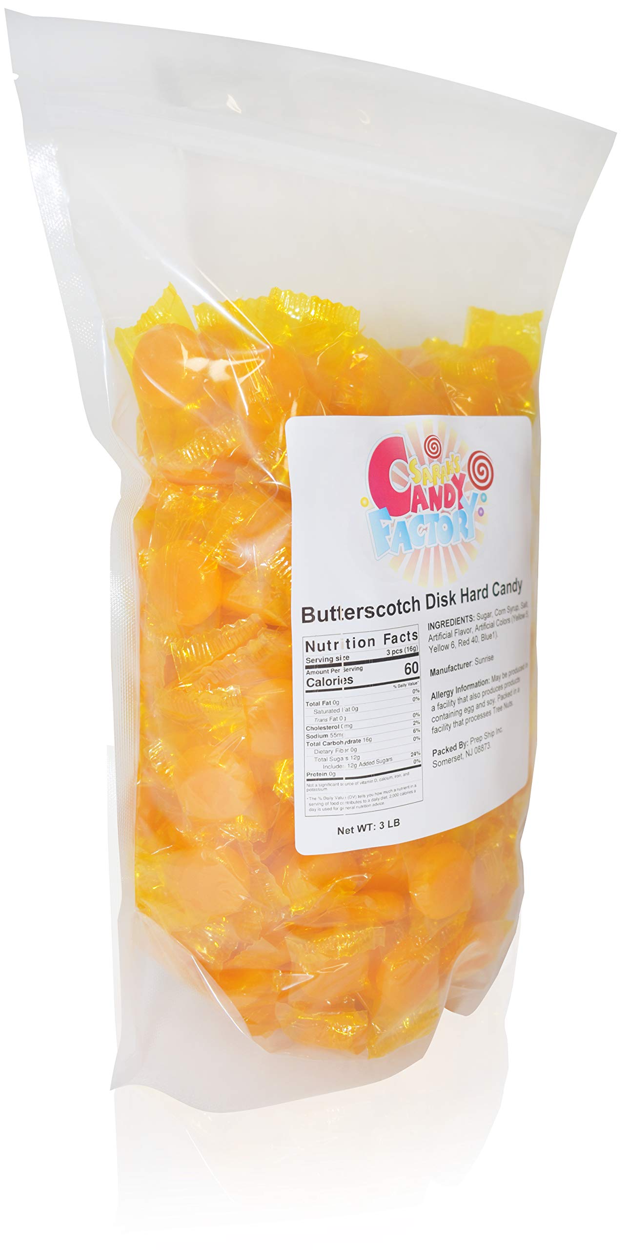 Sarah'S Candy Factory Butterscotch Discs Hard Candy In Resealable Bag 3 Lbs