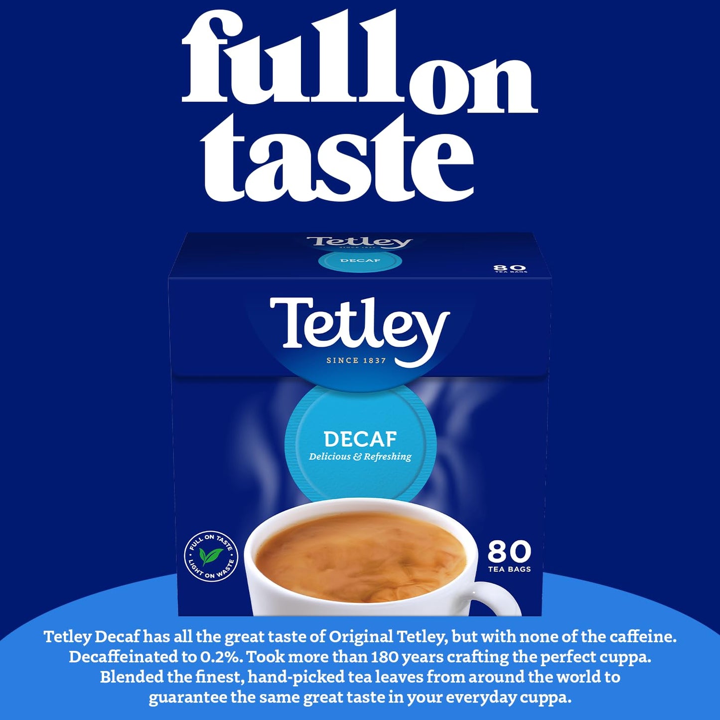 Tetley Decaf 80 Teabags 250 G (Pack Of 6, Total 480 Teabags)