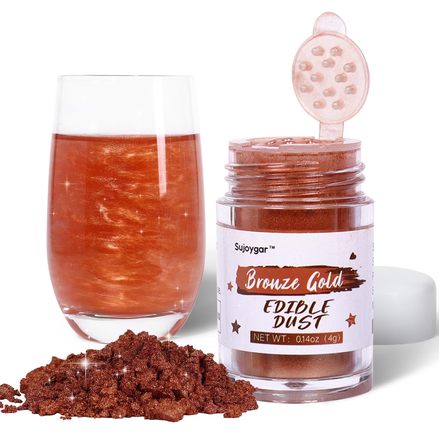 Sujoygar Edible Glitter Shimmer Powder for Baking, 4g, Bronze Gold