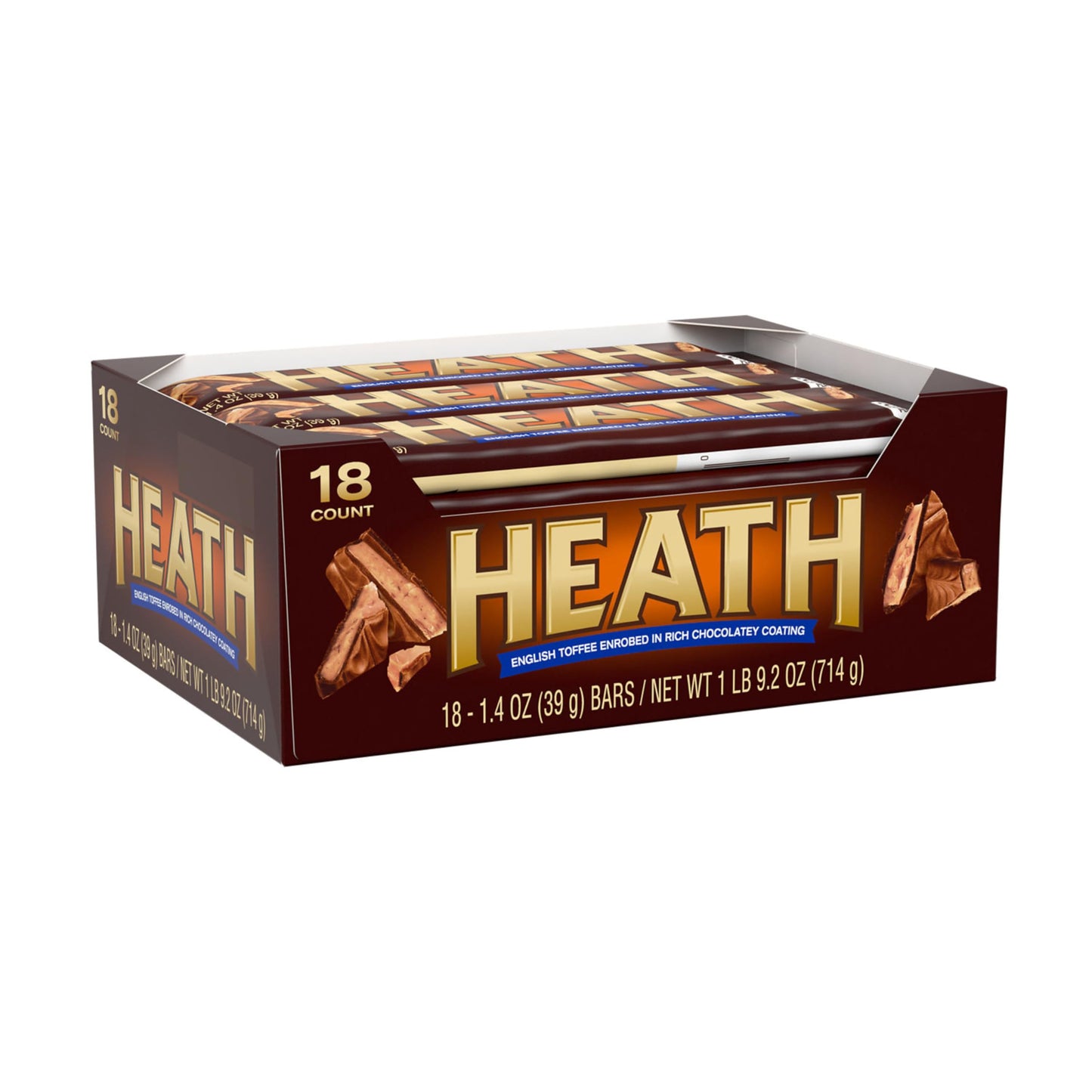 HEATH Milk Chocolate English Toffee Full Size, Bulk, Individually Wrapped Candy Bars, 1.4 oz (18 count)