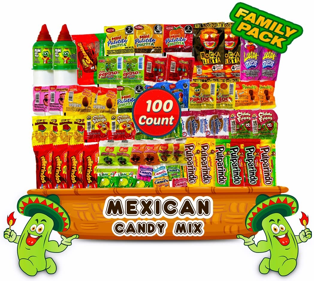 LookOn Mexican Candy Mix Bag Family Pack - Sweet, Sour & Spicy - 100 Count - Pack of 1 (100 Pieces Set)