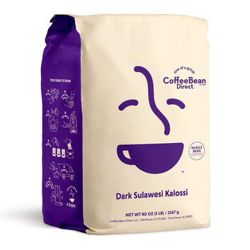 Coffee Bean Direct Dark Sulawesi Kalossi, Whole Bean Coffee, 5-Pound Bag