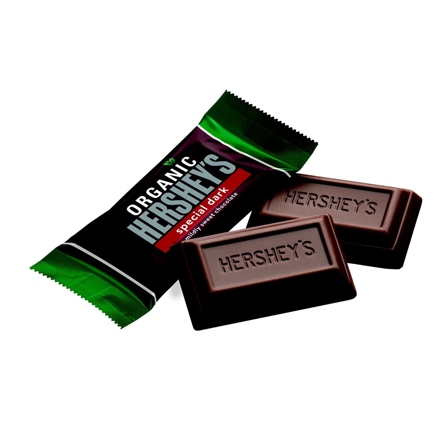Hersheys Special Dark Organic Miniatures Mildly Sweet Dark Chocolate Candy Bars Individually Wrapped 4.2 Oz Bag