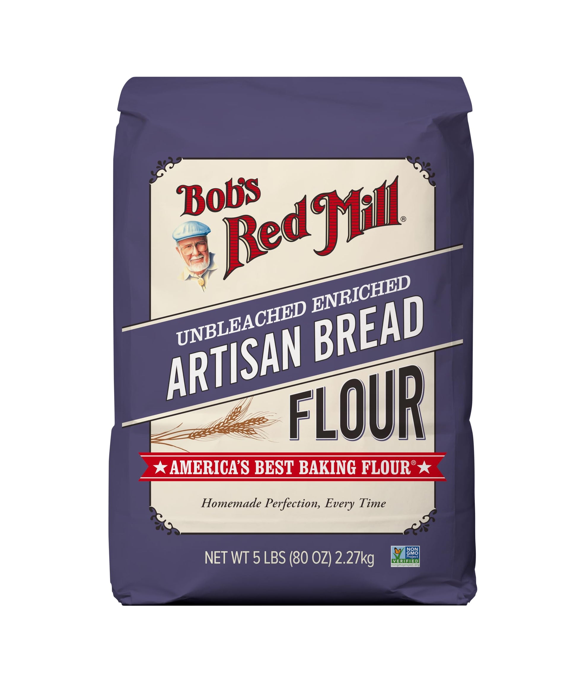 Bobs Red Mill Artisan Bread Flour - Vegan, Unbleached, Unbromated - 5lb (Pack of 1)