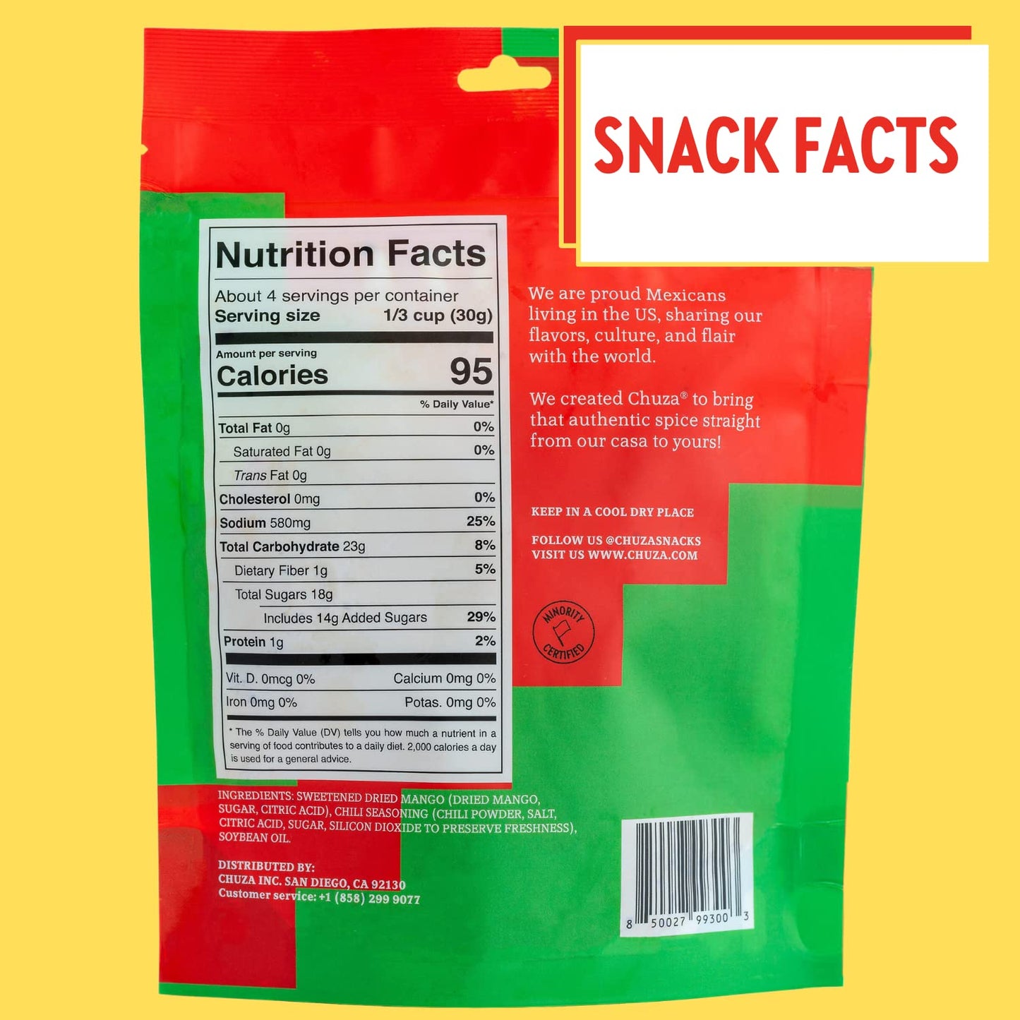 CHUZA Spicy Dried Mango Slices, Mexican Snacks Chili Mango Dried Fruit, Spicy Mexican Candy for Adults and Children, Natural Dri