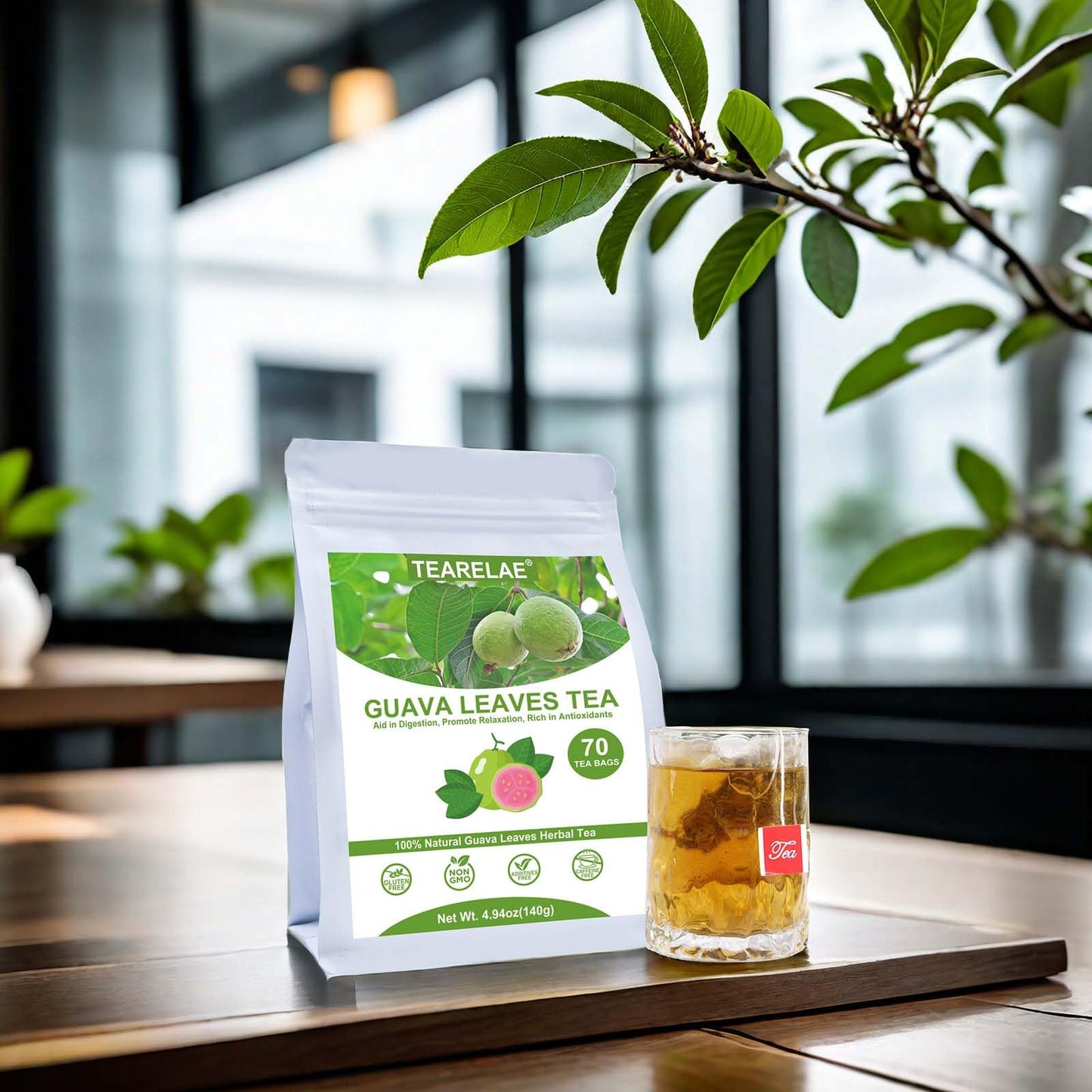 TEARELAE Guava Leaves Tea Bags - 100% Pure Natural - Caffeine-Free - 70 Count
