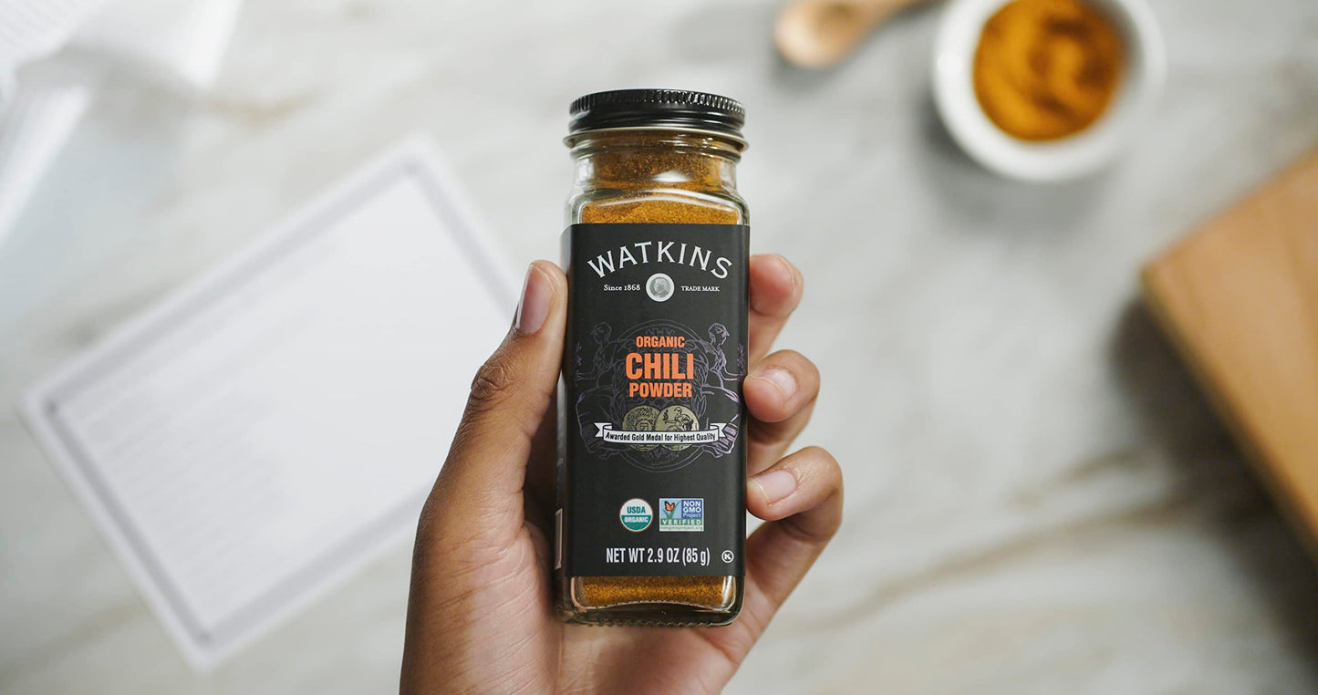 Watkins Gourmet Organic Chili Powder Spice Jar, 2.9 Ounce, Model B07K1N8DPG