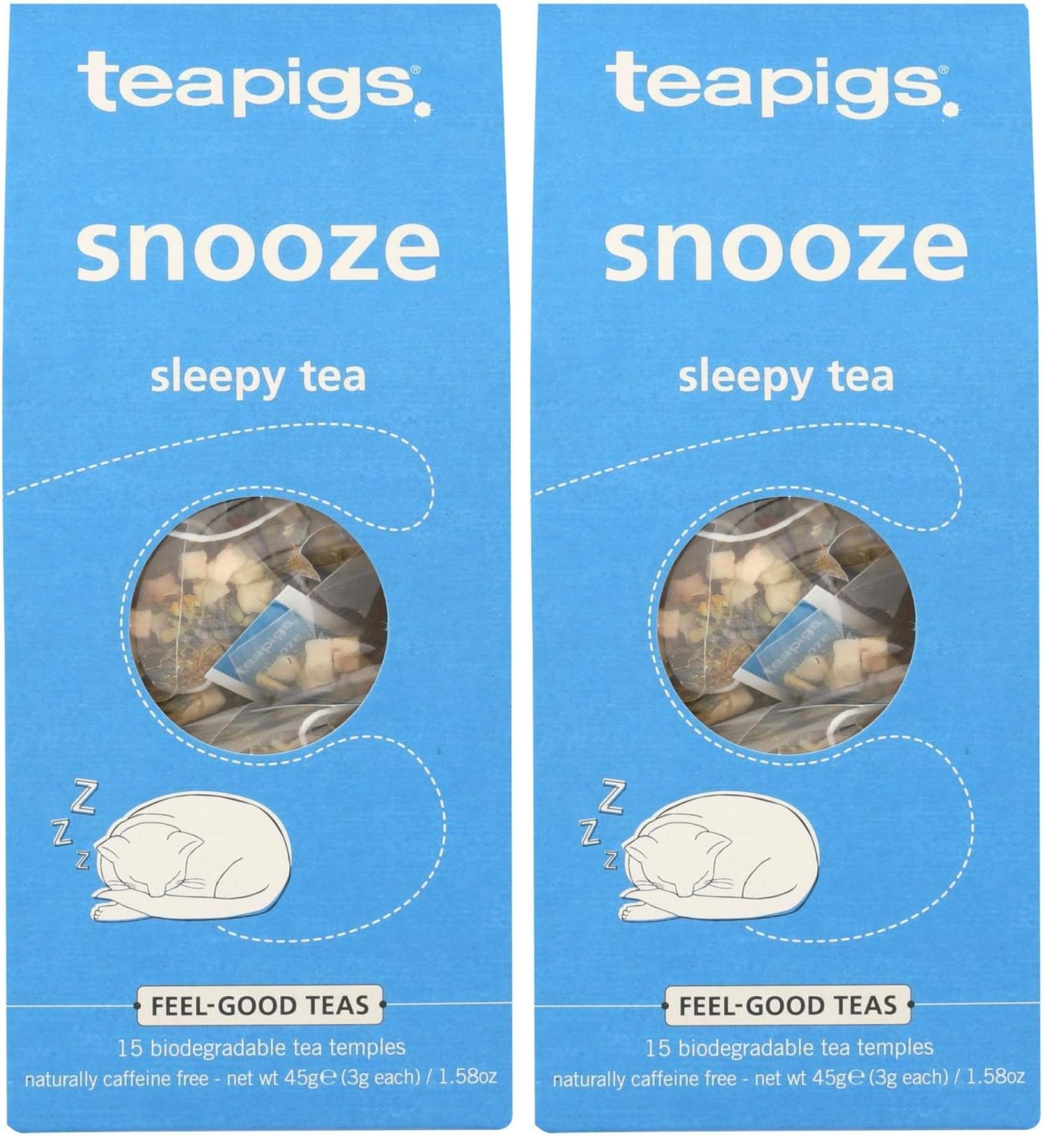 teapigs Snooze Sleepy Tea Bags, 15 Count, Herbal Blend of Apple, Lavender & Chamomile, Calming Organic Herbal Tea (Pack of 2)