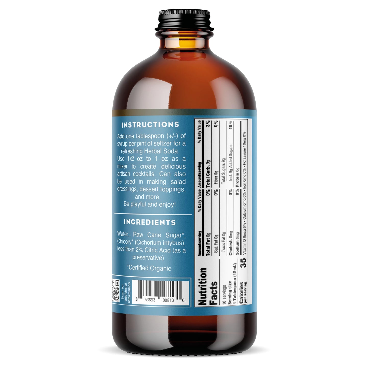 Bluestem Botanicals Organic Chicory Simple Syrup, Non-  ic Mixer, 8 oz