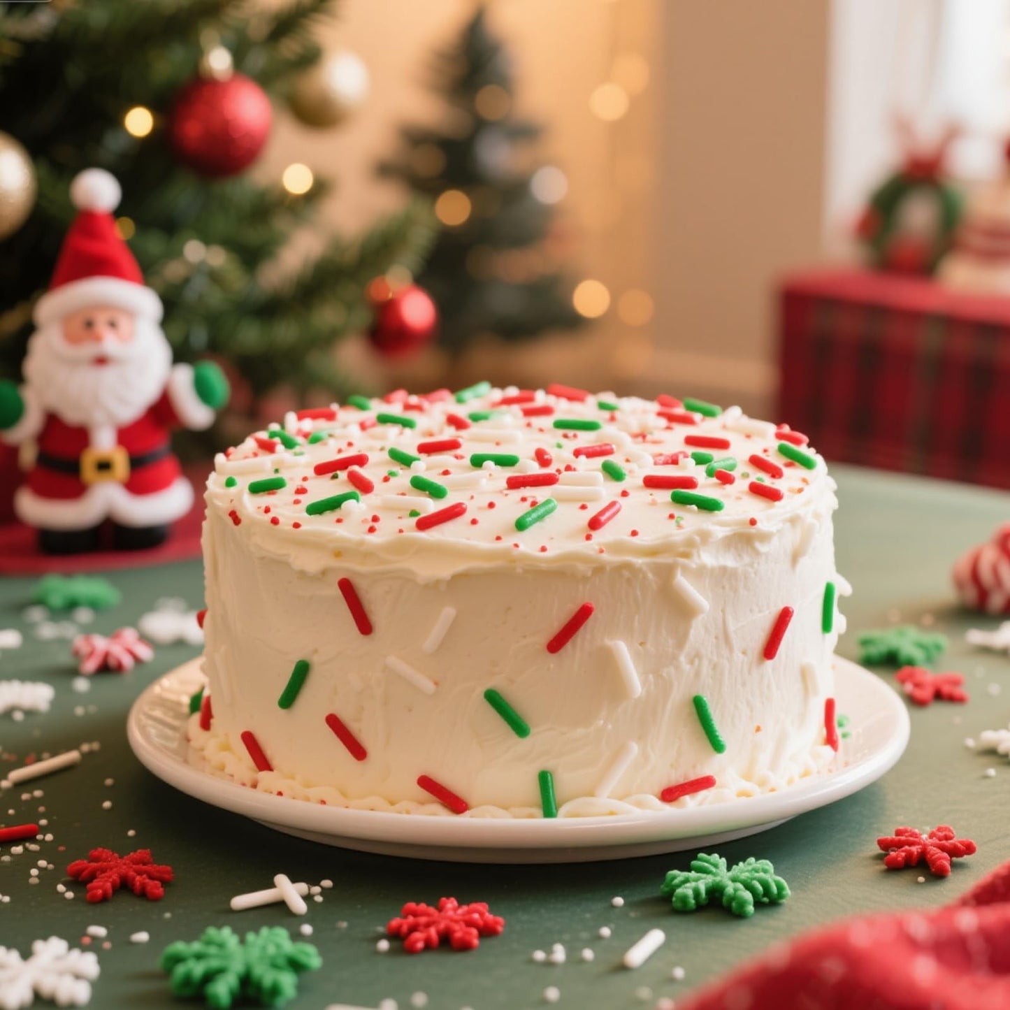 Twisweet Christmas Sprinkles, Edible Red Green White Sprinkles for Cake Decorating, Christmas Jimmies Sugar Sprinkle, Confetti B