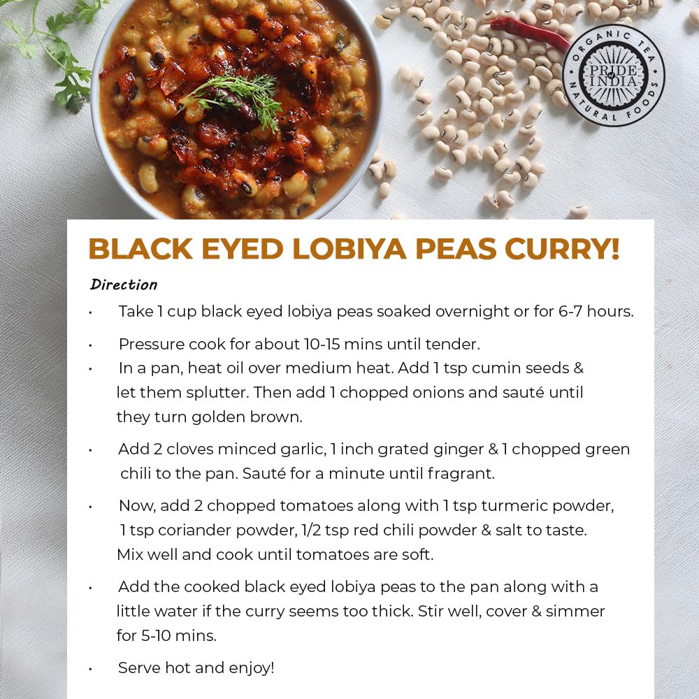 Pride Of India - Indian Whole Black Eyed Peas - Protein & Fiber Rich Lobiya, 3.0 Pound Jar