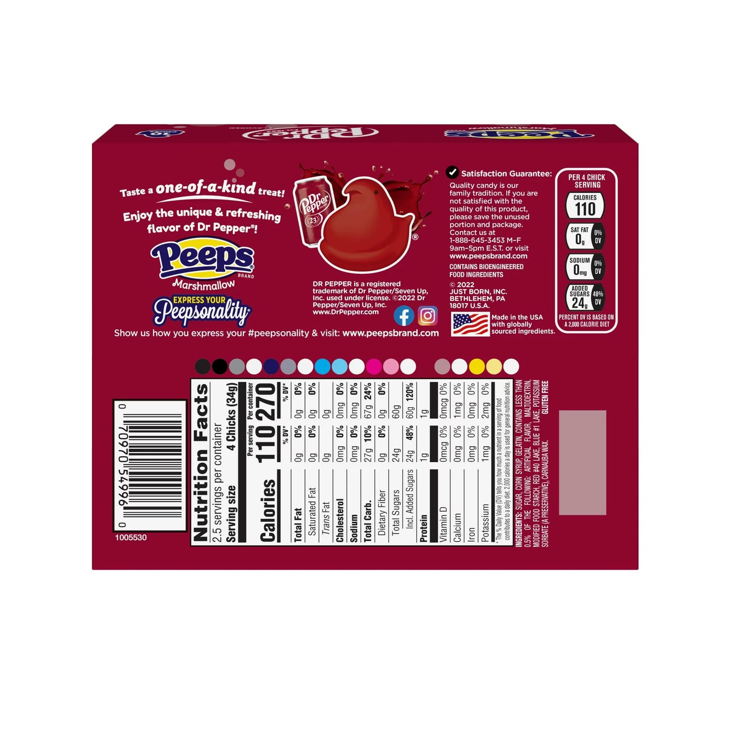 Dr Pepper Marshmallow Peeps 10 Count 3 Oz, Fat Free Gluten Free Distribution
