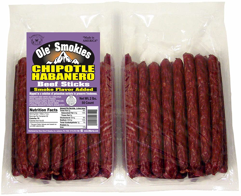 Buffalo Bills Beef Sticks 2-lb Chipotle Habanero 5 Ole Smokies Saddlebag