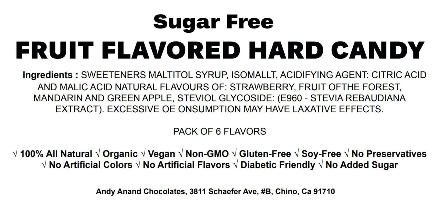 Andy Anand 200Pc Italian Sugar Free Fruit Flavored Hard Candy Mega Pack Of 6 Flavors Keto & Diabetic Friendly, Gluten Free Non-G