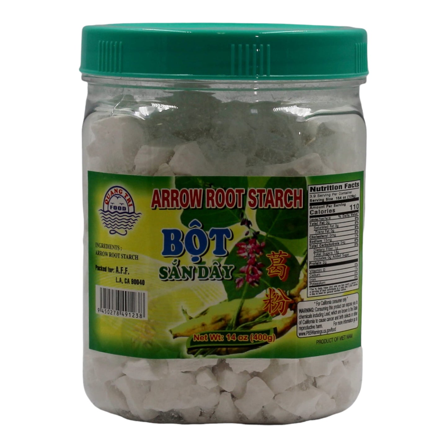 Quang Tri Arrowroot Bot San Day Asian Thickener. Snack Sized Chunks Of Crunchy Arrow Root Starch, 14 Oz Jar.